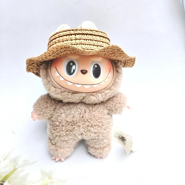 Labubu 17cm Mini Doll Straw Hat – Kawaii Color-Matching Dollhouse Accessory for Kids & Girls' Toys 4