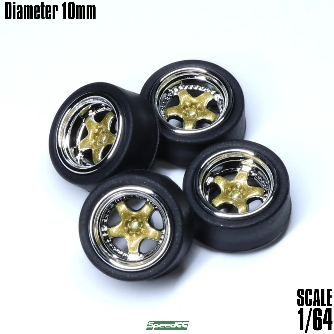SpeedCG 1/64 ABS Wheels with Rubber Tire Type J Modified Parts Diameter 10mm For Model Car Racing Vehicle Toy Hotwheels Tomica 3