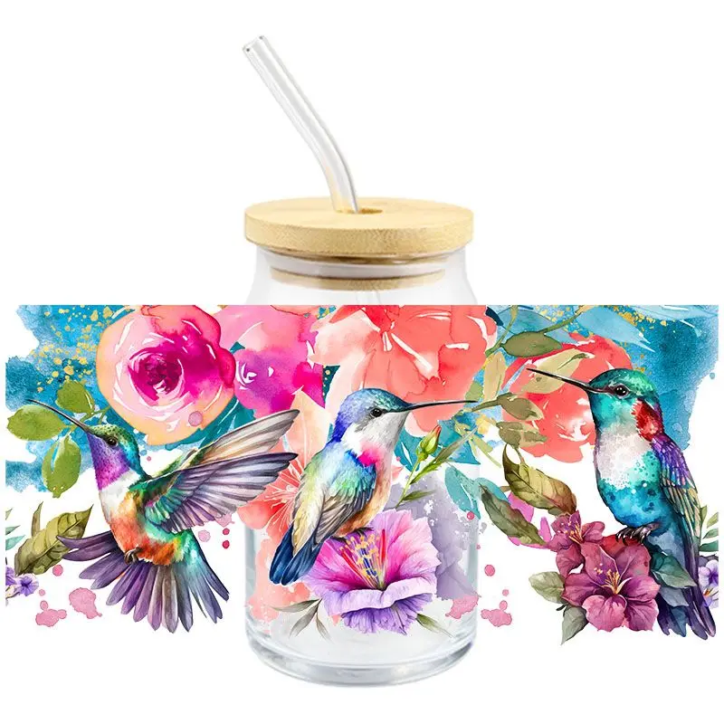 3d stickers uv dtf wrap transfer Cartoon bird UV DTF wrap transfer stickers 3D DIY colorful decal DTF wrap for 16OZ glasses cups mugs stickers