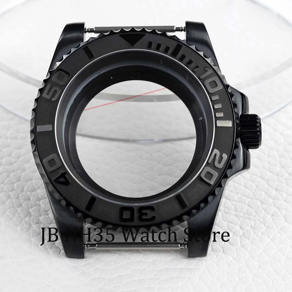 Luxury Black Stainless Steel Men's Watch Case with Sapphire Crystal - Yacht-Master Design, 40mm, Waterproof