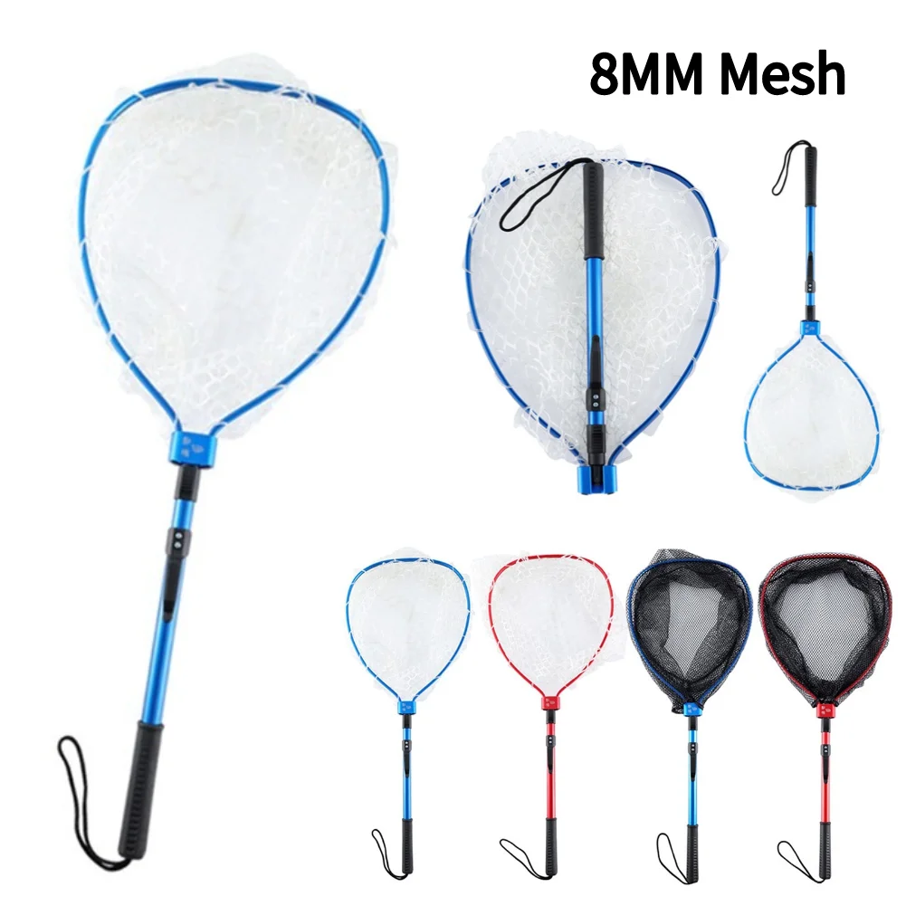 Ultralight Landing Netto 8MM Mesh Scoop Net Silicone/Rubber Coated Fishing  Net Foldable Fish Landing Net Fishing Accessories