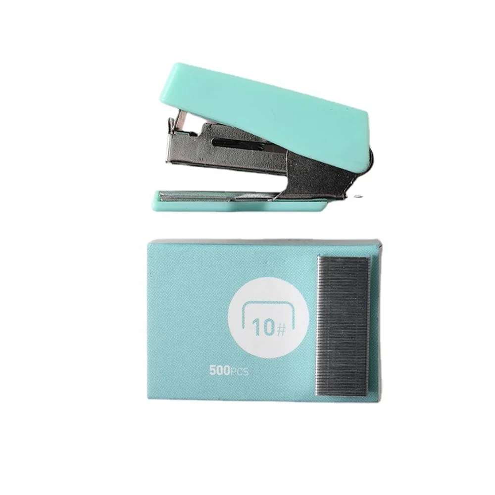 Cute Mini Stapler Morandi Color Metal Stapler Set with 500pcs 10# Staples Binding Tools Stationery School Office Supplies mini stapler set metal stapler