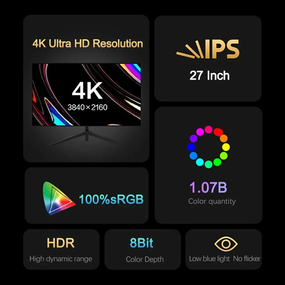 Ʈ ο  ũž ÷ IPS ũ,  巡ÿ HDMI/DP , 27 ġ 4K 144Hz UHD , 3840x2160P 100% sRGB