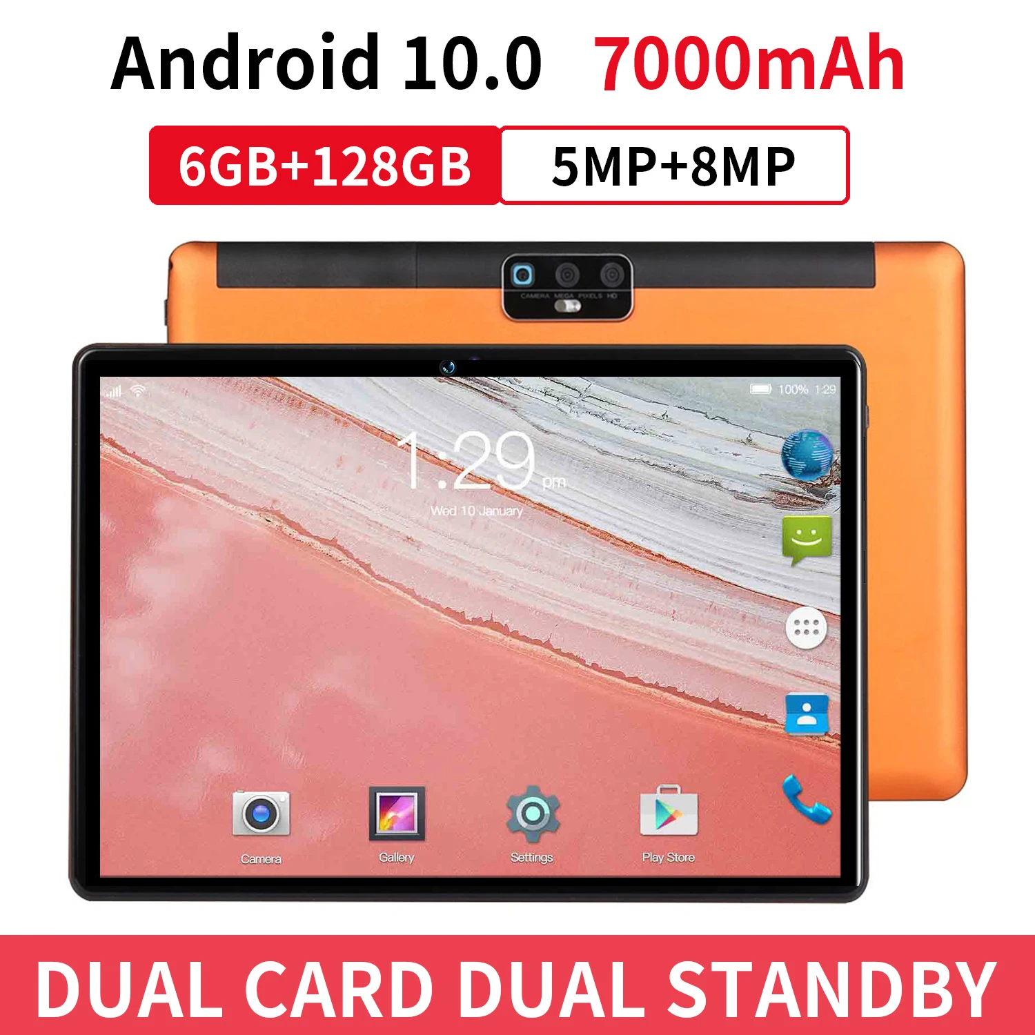 2023 Versione Globale Tablet 4G 5Mp + 8Mp Tablet Da 10.1 Pollici 6Gb + 128Gb Tablet Di Apprendimento Per Tablet Hd In Aula Online Android 10.0