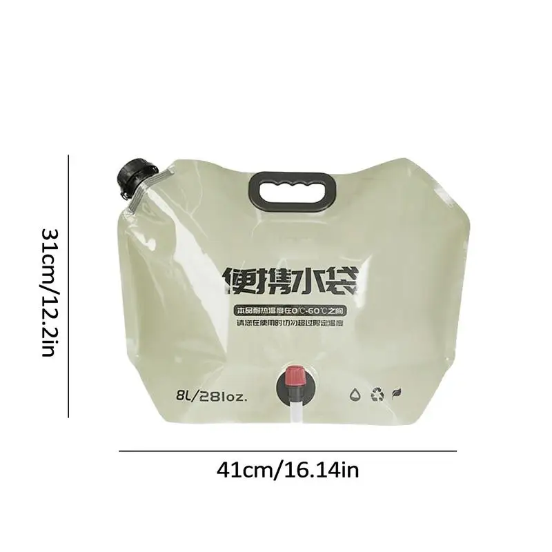 Portable Water bag With faucet for camping folding Water Container Bag 8L Collapsible Pouch with Handle Camping Supplies