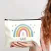 Love Rainbow Letter Cosmetic Bag Customize Name Canvas Zipper Pouch Lipstick Perfume Makeup Bags Pencil Case Teacher Bride Gift 4