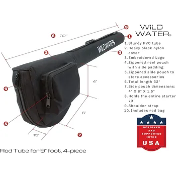 Standard Fly Fishing Combo Starter Kit, 5 or 6 Weight 9 Foot Fly Rod, 4-Piece Graphite Rod with Cork Handle, Accessories 6