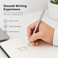 5/10/20Pcs Stainless Steel Ballpoint Pens, Silver Metal Medium Nib Smooth Twist Writing Pens for Office School 3