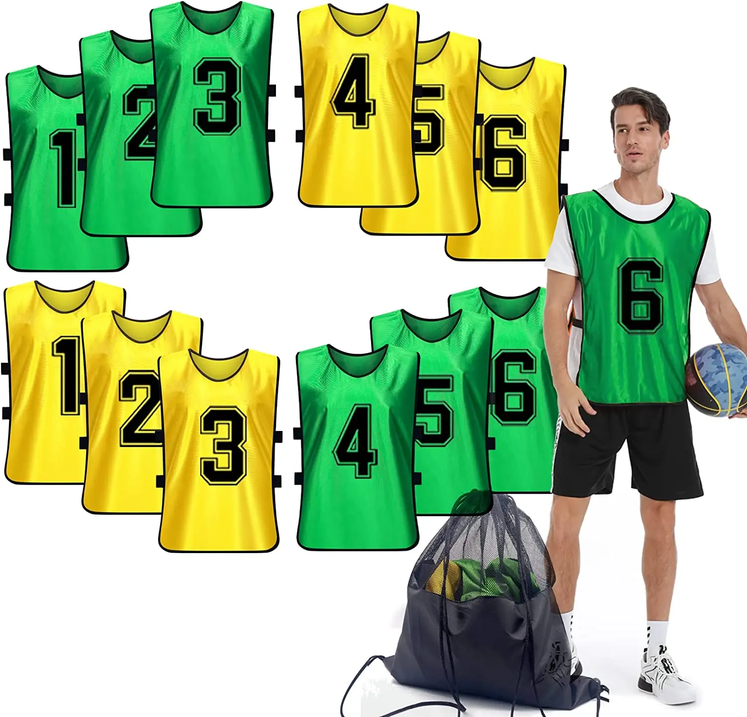 Sports Pinnies Numbered Practice Vest Pennies for Soccer Basketball