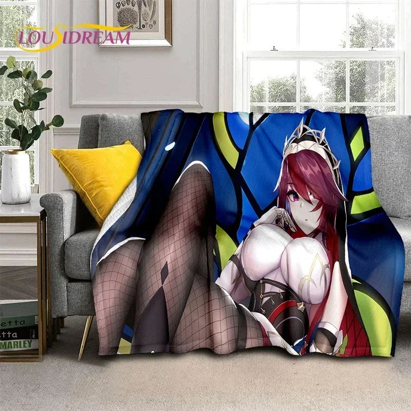 3D Cute Genshin Impact Cartoon Game Soft Flannel Blanket for Beds Bedroom Sofa Picnic,Throw Blanket for Outdoor Leisure Nap Gift 5