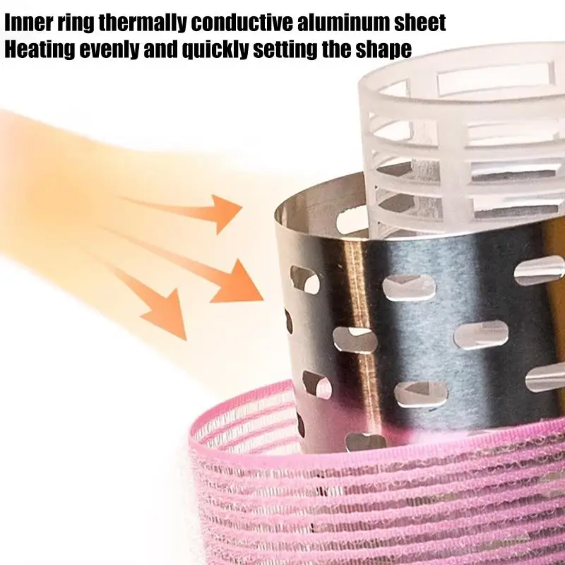 핫 8개입 60mm 특대형 알루미늄 코어 블랙 그레이 헤어 롤러 세트 다양한 사이즈 훅앤루프 점보 에어뱅 매직 슬립 컬 바
