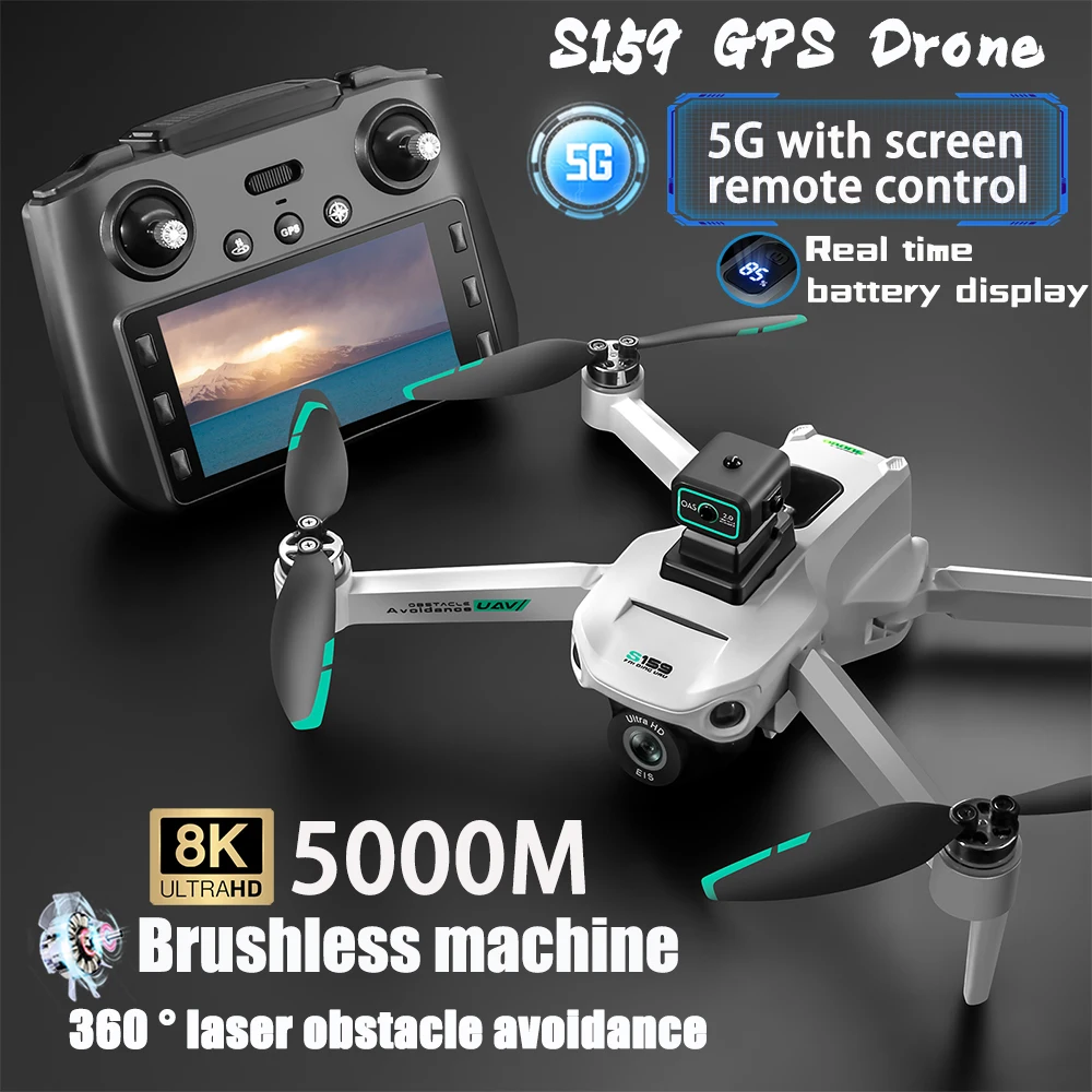 2024 New S159 Drone Professional 8k Camera Four-Axis Aerial Photography with Screen Remote Control 5G WIFI GPS FPV Dron RC 5000M 1
