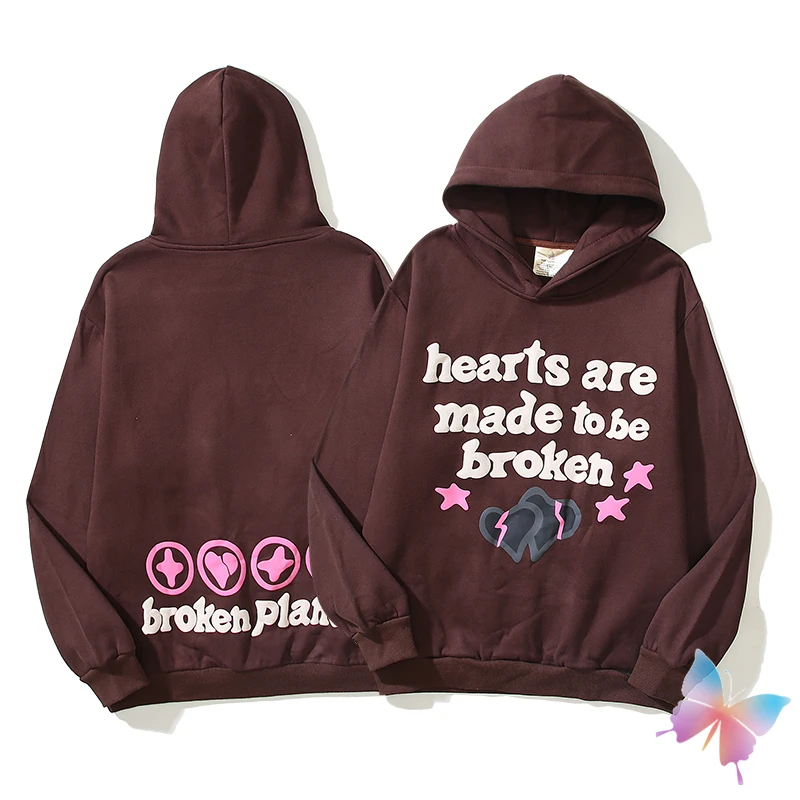 

24ss Heartbreak Foam Print Broken Planet Hoodies Pink Star Couple Hooded Sweatshirts Street Casual Loose Men Women BP Hoodys