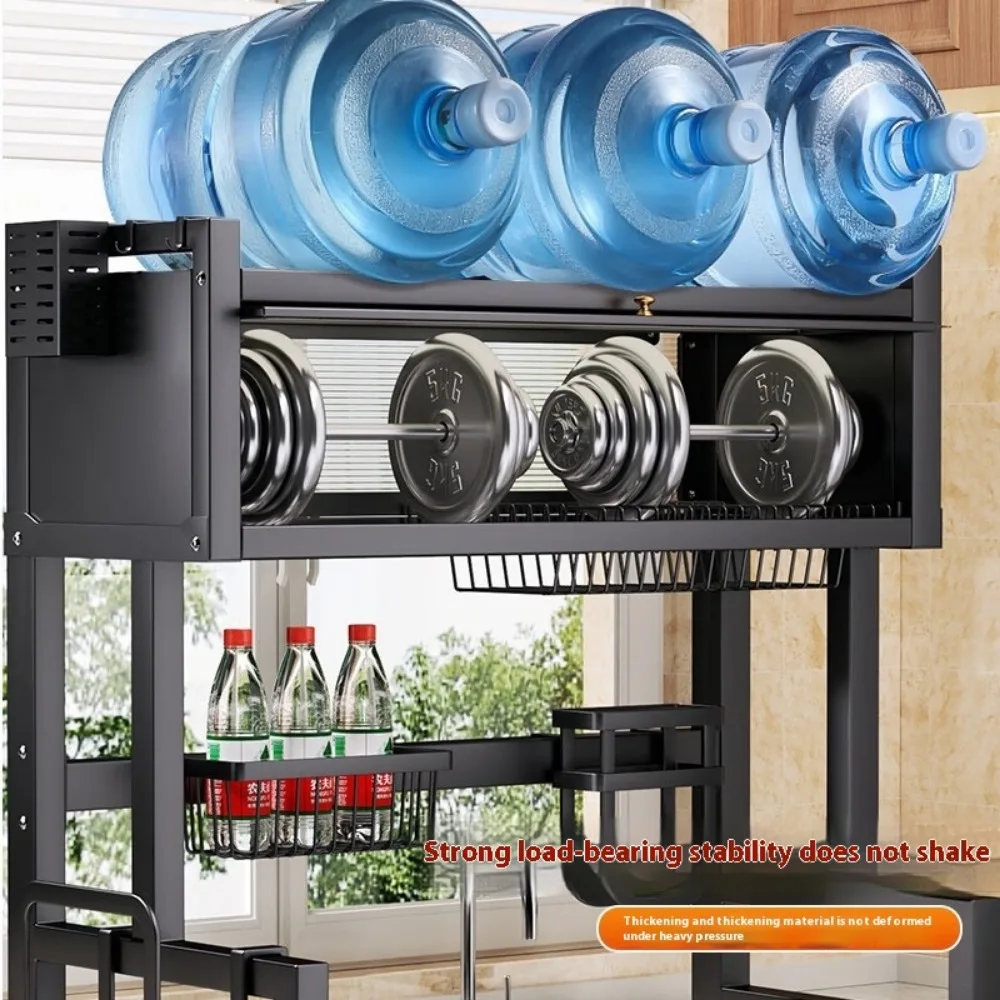 Over The Sink Dish Drying Rack Multi-Functional Countertop Scullery Kitchen Sink Storage Shelf Dish Drain Rack with Cabinet Door 5