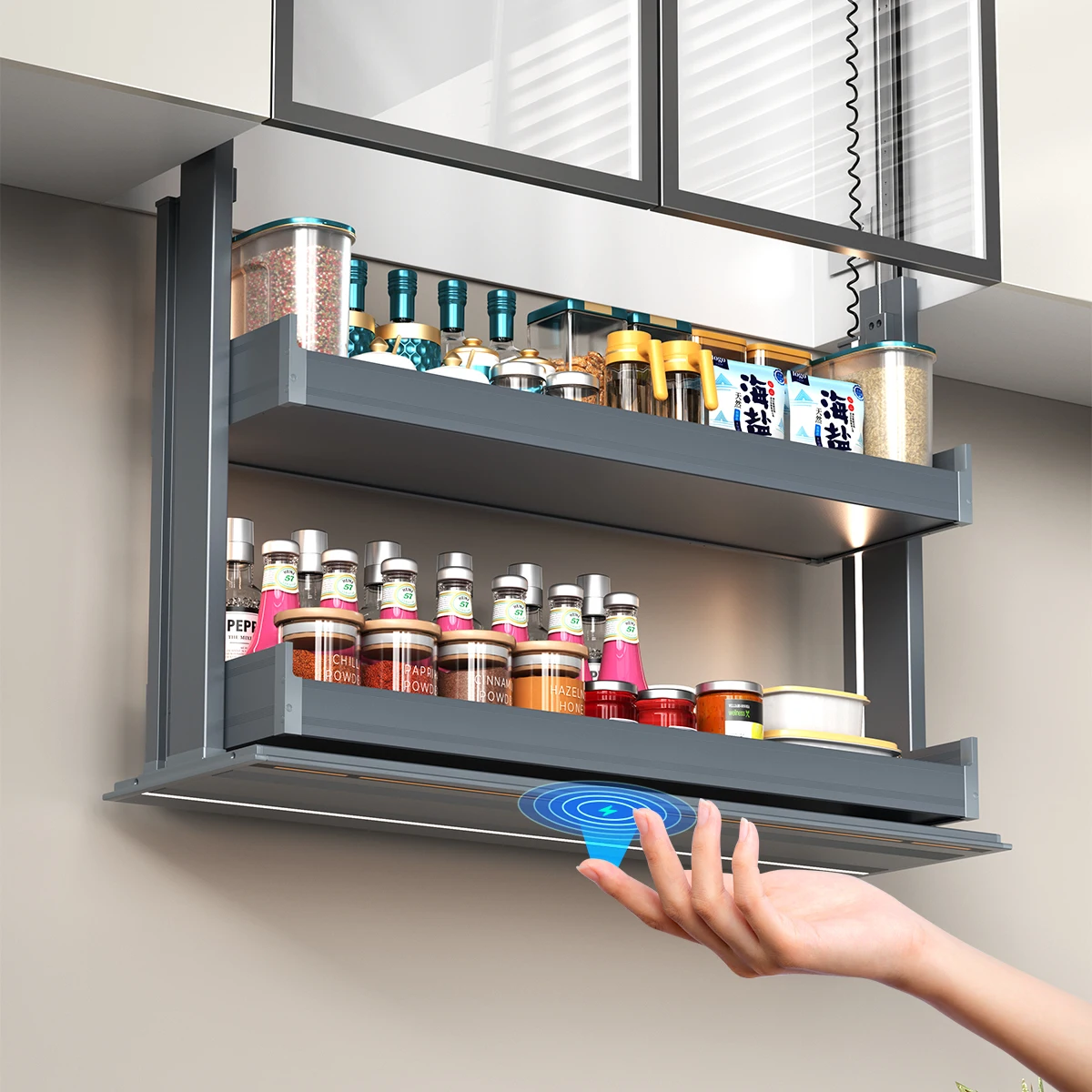 Smart Pull Down Cabinet Organizer-Pull Down Shelf for Upper