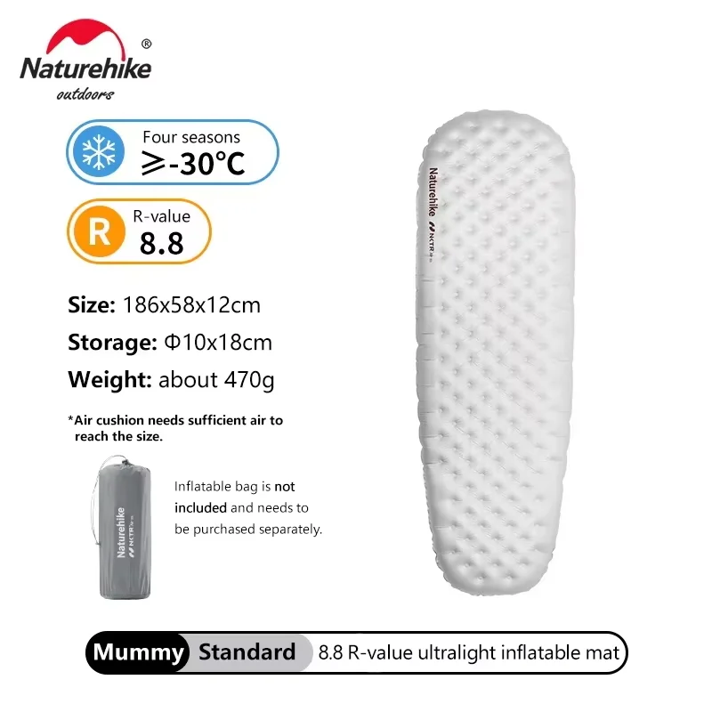 Naturehike Tuye 8.8R Value Air Mattress Ultralight Poratble Outdoor Camping Hiking Climbing Travel Inflatable Mat Moisture-proof