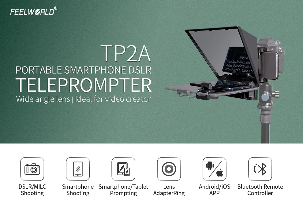 FEELWORLD TP2A 8-inch Portable Teleprompter Supports up to