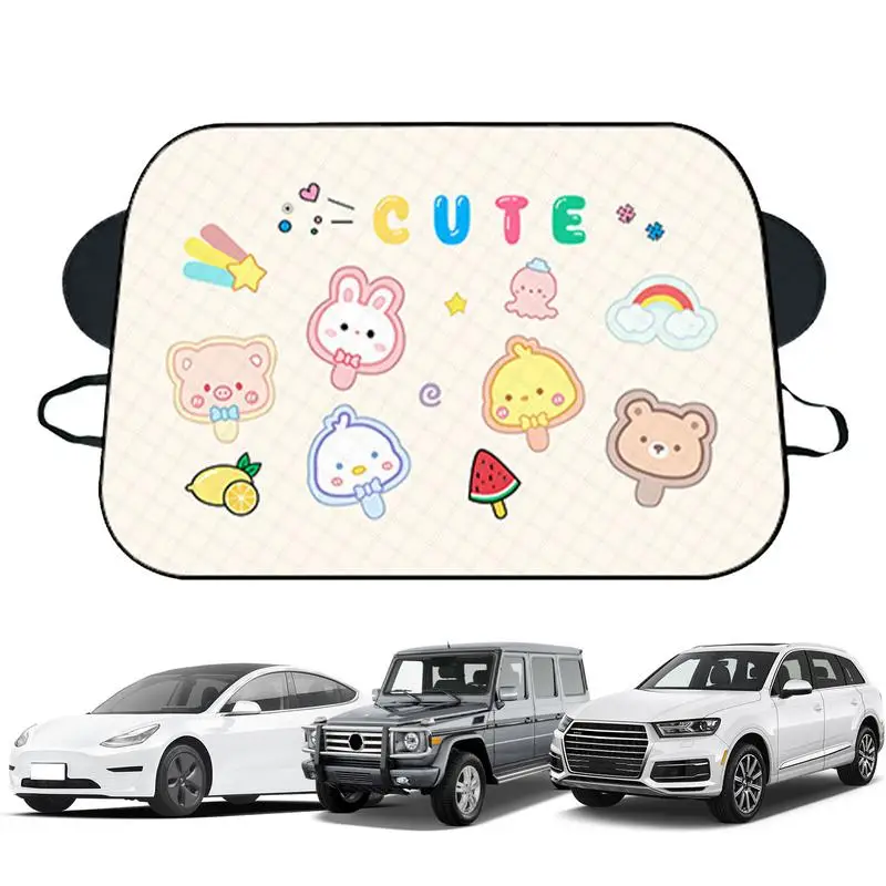 

Windshield Cover For Snow Cartoon Waterproof Windshield Snow Cover With 3-Layer Protectin 56.3x36.2in Heat-resistant Frost