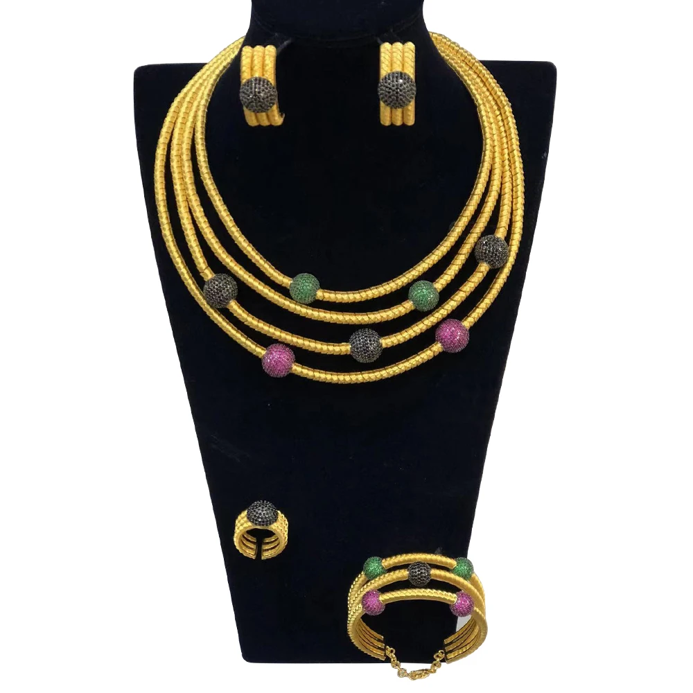 

GODKI New Luxury Layer 4PCS African Ball Dance Jewelry Sets for women Wedding Cubic Zircon Indian Dubai Bridal Necklace Earring