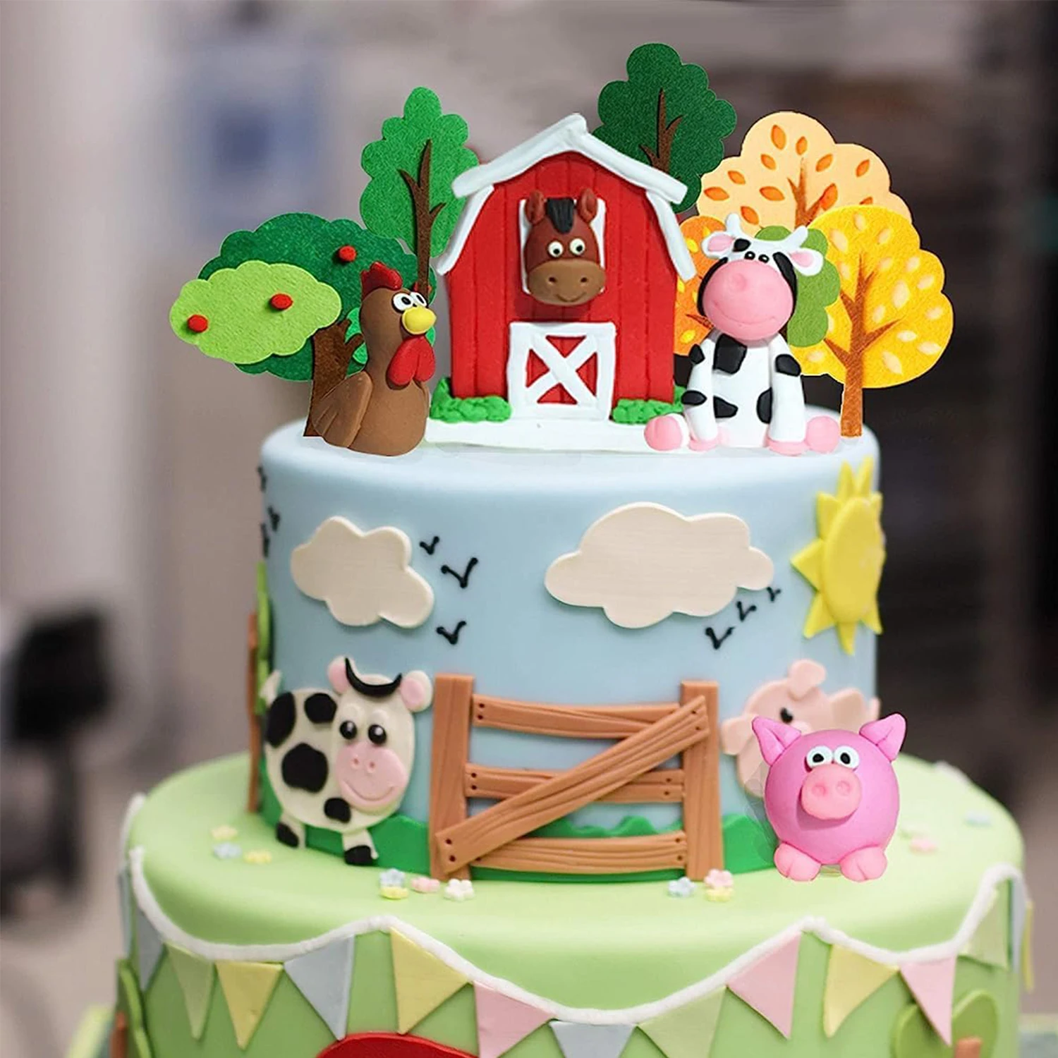Set 7 Decorazioni Per Torte A Tema Mucca - Per Compleanni, Baby Shower E Feste Per Bambini