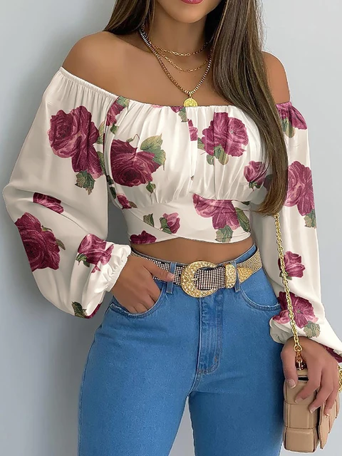 Skylar Off Shoulder Chic Long Sleeve Crop Top 6