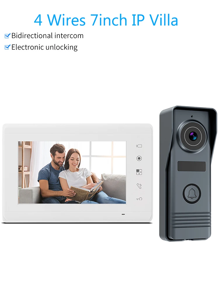 7inch Color Wired Video Intercom System Visual Doorphone Camera Video Doorbell D