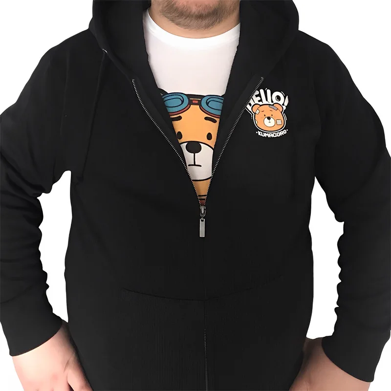 

Толстовка KUMAGOR мужская с капюшоном, свитшот на молнии, хлопковая уличная одежда оверсайз, цвет черный/синий, Размеры M ~ 3XL, осень