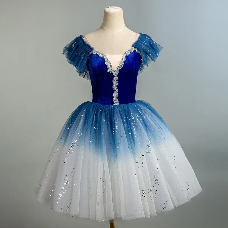 

Blue Ballet Long Skirts Girls Kids Swan Lake Costume Performance Dance Wear Ballet Leotard Woman Stage Dancing Clothes Outfit