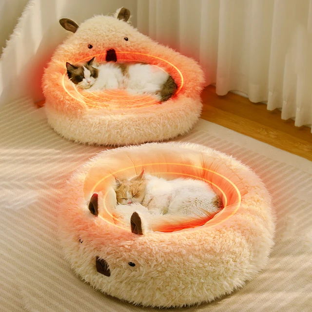 Alpaca Winter Long Plush Round Cat Bed Cat Nest for Cats Dogs: A Cozy Haven for Your Feline Friend