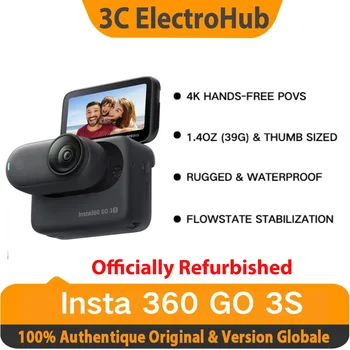 Insta360 GO 3S 128GB (ricondizionato ufficialmente) - Videocamera mini 4K per vlog, POV a mani libere, fissaggio universale, stabilizzazione
