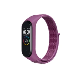 Nylon Loop Braided Adjustable Replacement Watch Band Sport Bracelet Strap for Mi band 8 9 (Purple)