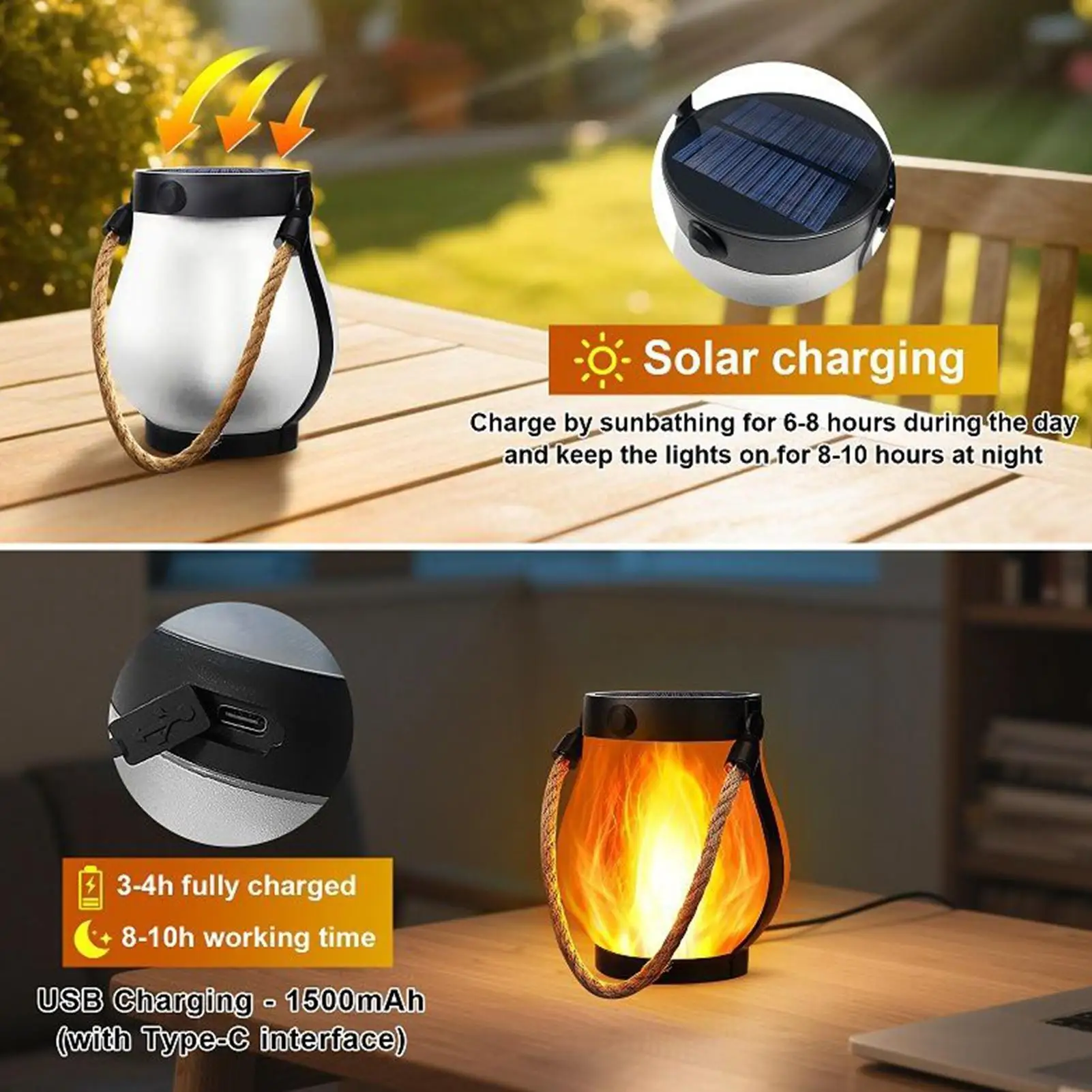 Waterproof Solar Flame Lights For Camping Tent Solar Powered LED Light Tent Lantern Yard Decor Lamp For Camp