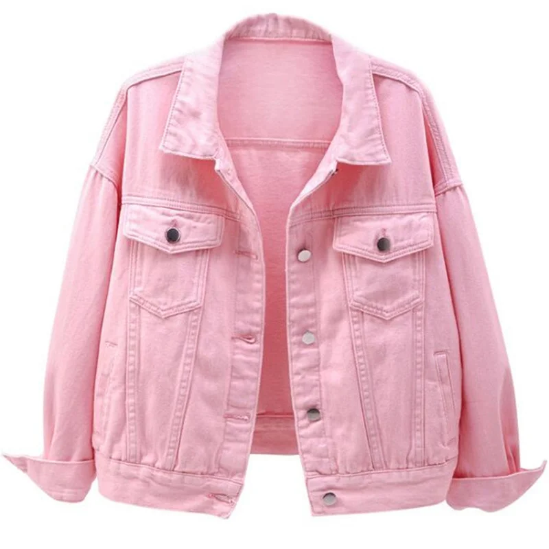 

Women Fashion Jacket Casual Pink Purple Yellow White Candy Color Outerwear Short Cotton Jean Jackets Chaqueta Mujer Casaco Coat