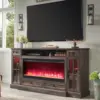 Fireplace TV Stand for 80 Inch TV, Farmhouse Entertainment Center with 42" Fireplace & LED Lights, Modern Media Console Table 1