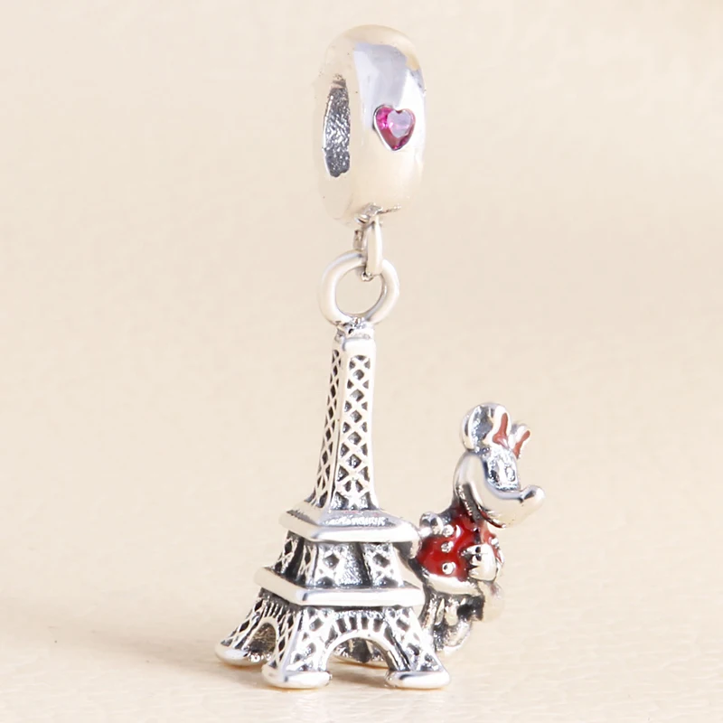 Fit Original Pandora Charms Bracelet Women Cartoon Minnie Mouse & Eiffel Tower Pendant Disney Beads DIY Jewelry Accessories Gift