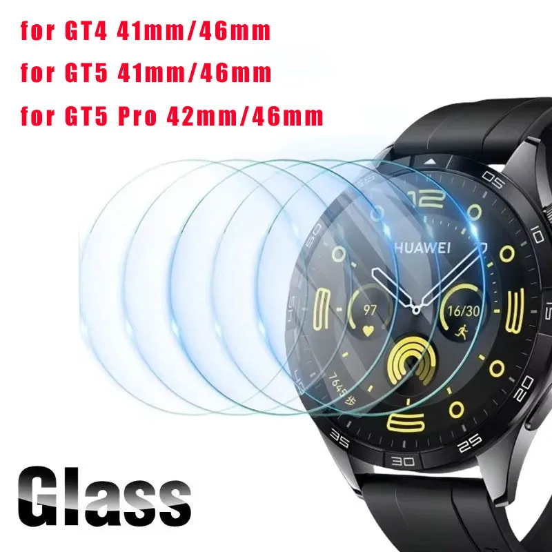화웨이 워치 GT 6 5 4 프로 46mm 41mm 42mm용 9H 강화유리 5개, 화웨이 워치 GT6/5/4용 스크린 보호 필름