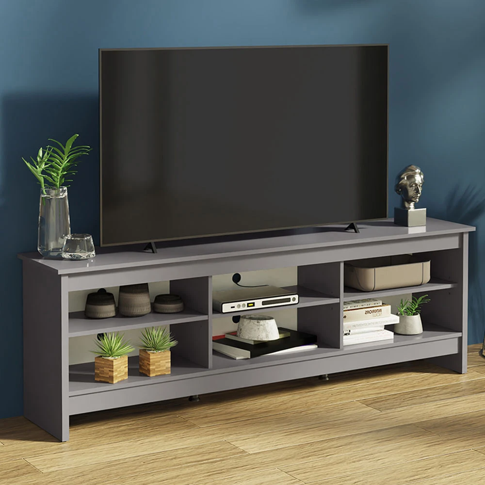 Mueble Mesa Para Tv Rack Madesa 6 Espacios Hasta 80 Gris