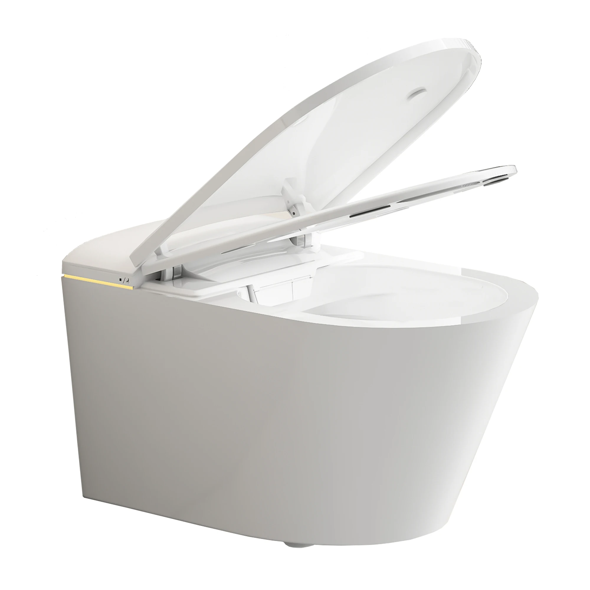 Smart Wall-Mounted Toilet with Sensor Heating Remote Control Automatic Flush Leaving Seat Elongated Bowl Seat