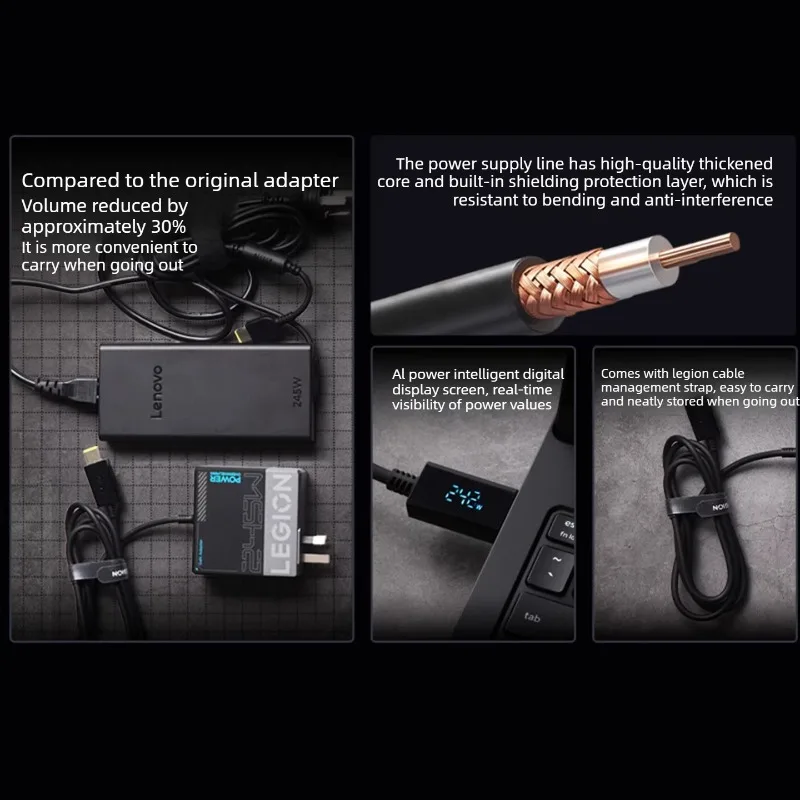 레노버 리전 C245W 노트북 전원 어댑터 TYPE-C 인터페이스, 고출력, 소형, 휴대 용이