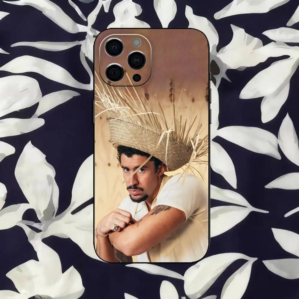 Sleek Black Silicone Soft Phone Case - B-Bad B-Bunny Design