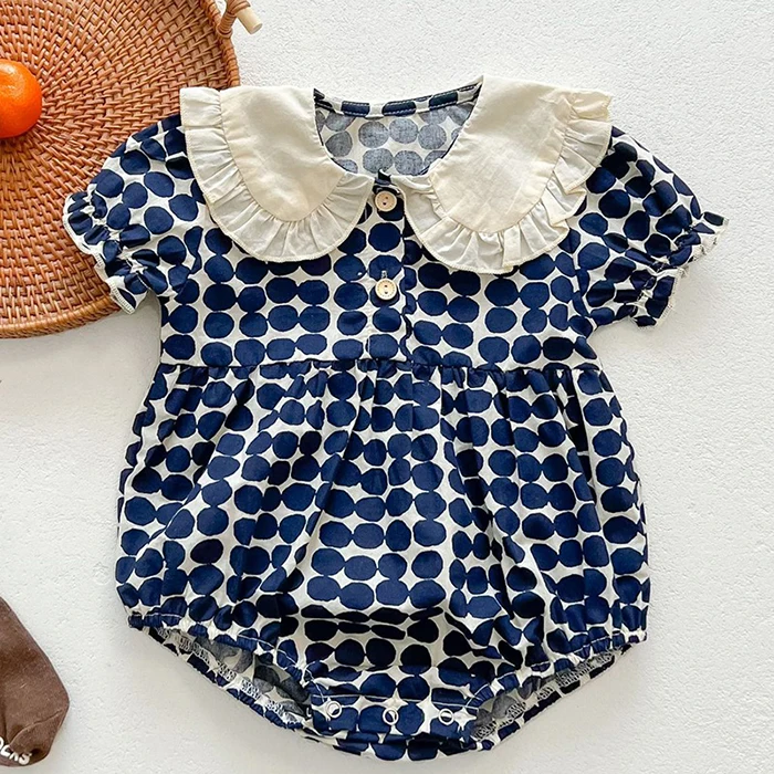 Summer Infant Baby Girls Jumpsuit Dot Printing Cotton Short Sleeve Toddler Baby Girl Romper 0-3Yrs Baby Girls Clothes Baby Bodysuits made from viscose 