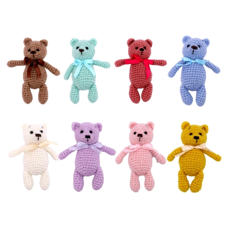 Newborn Photo Posing Props Knitted Bear Sleep Baby Photo Props Lovely Photo Gear Children Room Decorations 25pcs spring sweet sunflowers flowers baby shower party photo booth props honey bee birthday party decorations photo props