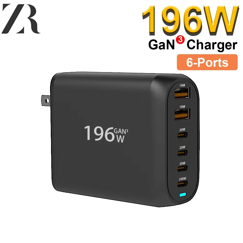 

Сетевое зарядное устройство с 6 USB-портами, 196 Вт