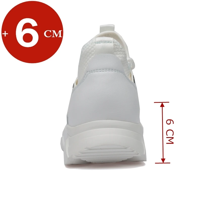 Men Casual Lift Sneakers Heightening Shoes Elevator Shoes Height Increase Shoes Insoles 6-8CM Flying Knit Shoes