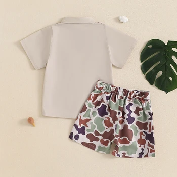 Infant Boy s Summer Camo Print Short Sleeve Shirt and Shorts Set with Button Down Collar - 2 Piece Outfit 1