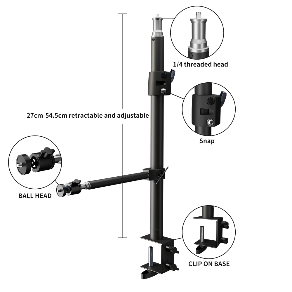 Suporte de Extensão para Desktop Adequado para Suporte Desktop tipo c Estender o Comprimento do Braço Lateral Adequado Luz Fotografia - Image 4