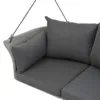 Gray Wicker Hanging Swing Chair with Cushion for 2-Person 6