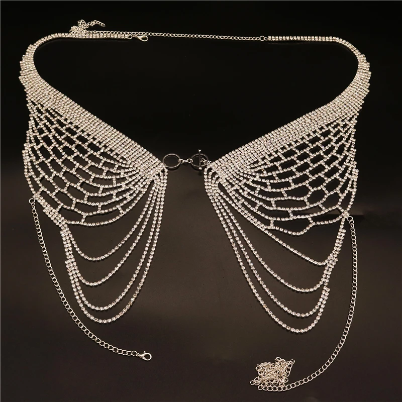 Sexy Hollow Rhinestone Bra Top Dance Jewelry for Women Tassel Full Diamond  Body Chain Chest Crystal Bralette Bikini Accessories - AliExpress