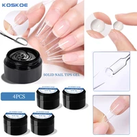 KOSKOE 4Pcs Clear Non Stick Hand Solid Nail Tips Glue Nail Art Extension Tips Glue No-Flowing Modelling Stick Tips Glue 1