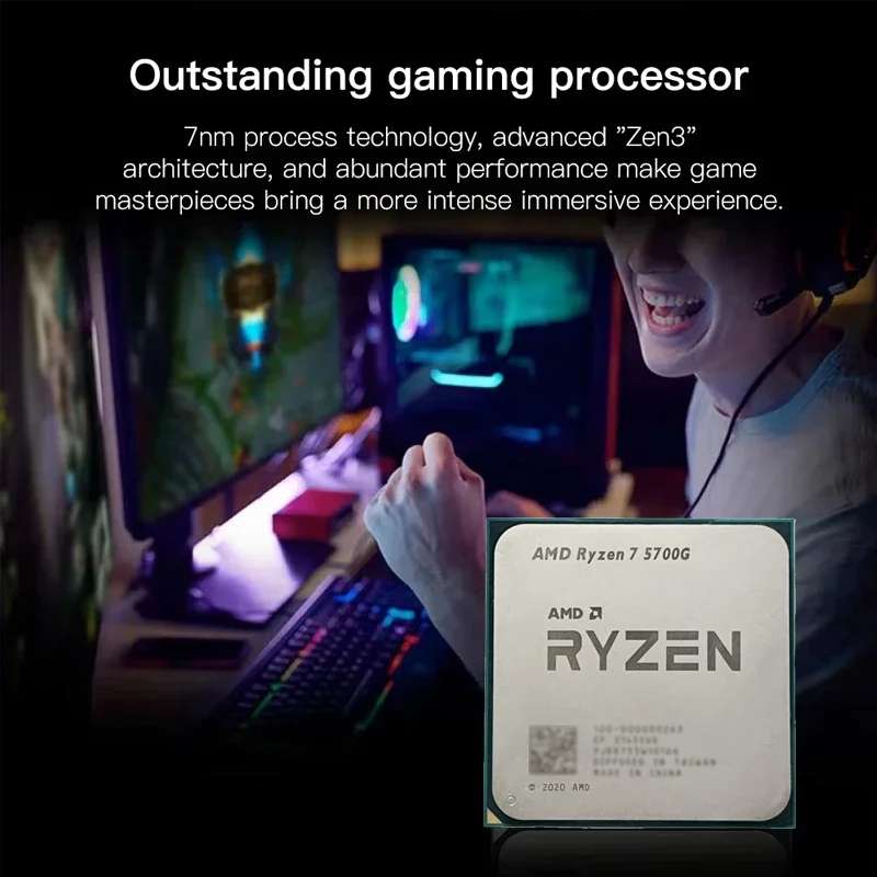 AMD Ryzen 7 5700G 100% 새제품 AMD R7 5700G CPU 4.6GHz 8코어 16스레드 16MB L3 캐시 소켓 AM4 프로세서 (패키지 없음)